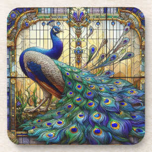Set de dessous de verre pour boissons Paon Arc-en-
