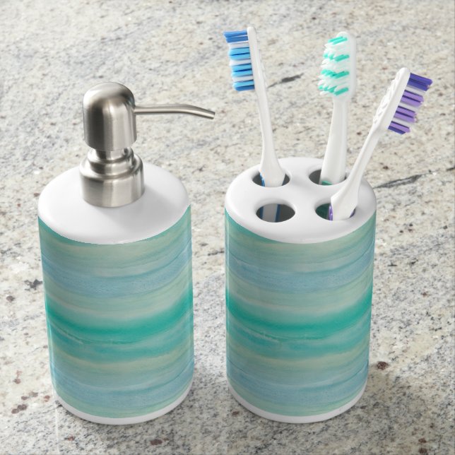 Set De Salle De Bain Aquarelle turquoise d'Ombre (devant)