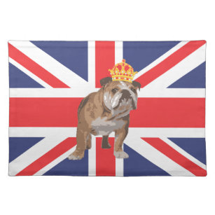 Set De Table Bulldog anglais avec Crown et Union Jack