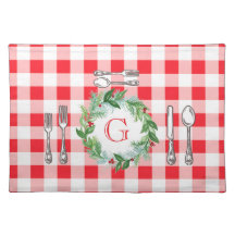 Couronne de Noël à l'aquarelle MONOGRAMME à carrea