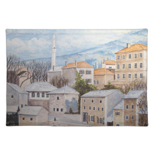 Set De Table Mostar, Bosnie - Peinture des paysages urbains acr