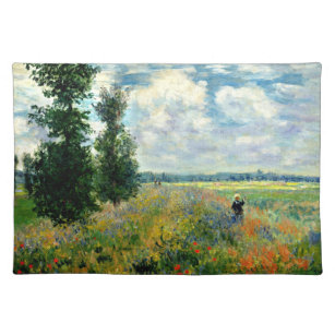 Set De Table Peinture célèbre de Monet, Champ de Pavot à Argent