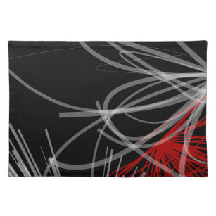 Set De Table Rubans Abstraits noirs blancs et rouges