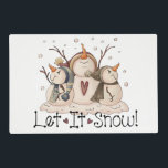 Set De Table Stratifié Hiver primitif de Christmas Snowman Rustic<br><div class="desc">Snowman snowflake rustique pays hiver primitif fête de Noël place tapis. Modifiez l'arrière - plan de couleur et personnalisez si vous le souhaitez. Cliquez simplement sur le bouton "Personnaliser". Ajoutez une cuisine,  une chambre,  une salle de bain et un décor maison assortis. Copyright © Trina Clark</div>