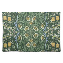 William Morris Green Floral Vintage White Margueri