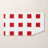 Set de toallas baño rojas y blancas con hojas (Serviette à main)