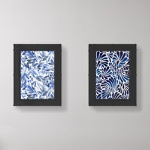 Set d'impression Floral bleu Abstrait - Ensemble d