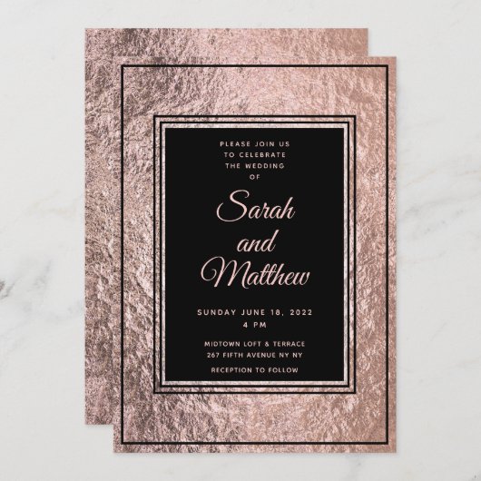 Set In Rose Gold Faire-part de mariage Suite (Devant / Derrière)