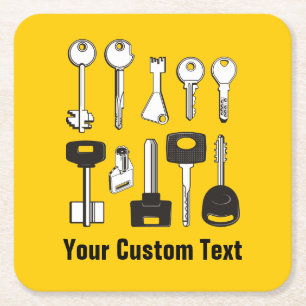 Set Keys Vierkante Kartonnen Onderzetter