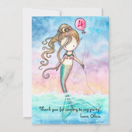 Set Mermaid Bedankt Kaarten (Voorkant)
