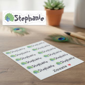 Set of 12 Cute Peacock Name Stickers