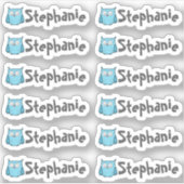 Set of 12 Small Whimsical Owl Name Labels (Voorkant)