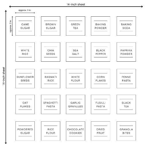 Set of 25 Personalized Waterproof Kitchen Labels