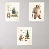 Set of 3 One Happy Camper Bear Nursery Wall Art (Recto)