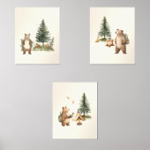 Set of 3 One Happy Camper Bear Nursery Wall Art (Recto)