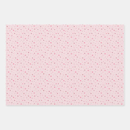 Set of 3 - Pink & Red Mini Stars and Hearts  Inpakpapier Vel