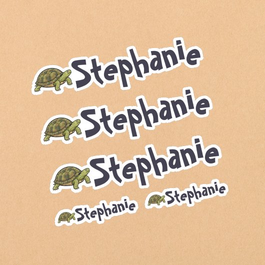 Set of 5 Cute Turtle Name Stickers