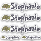 Set of 5 Cute Turtle Name Stickers (Devant)