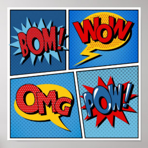 Set of Comic Bubbles in Pop Art Style Poster