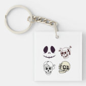 Set of Four Unique Skull Illustrations Sleutelhanger (voorkant)