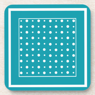 Set Onderzetters, Polka Dots, White on Blauwgroen Drankjes Onderzetter