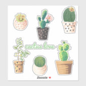 Set Plant Potted Cactus Sticker (Vel)
