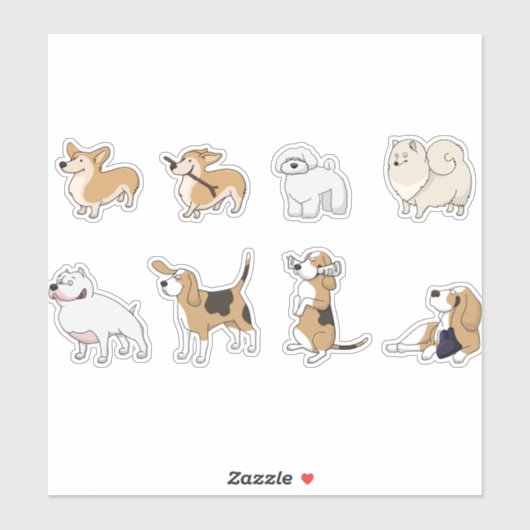 set schattige honden sticker (Vel)