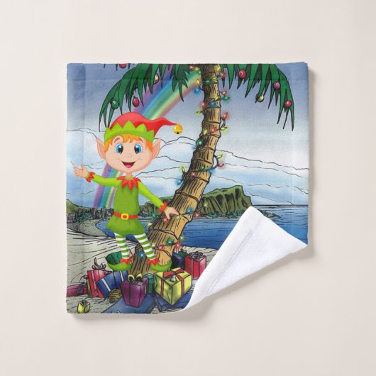 Set Serviettes de bain de Noël, Beach Bum Elf (Gant de toilette)