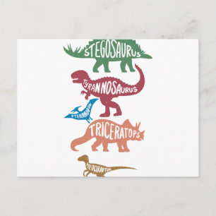 Set silhouettes van verschillende dinosaurussen briefkaart