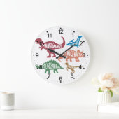 Set silhouettes van verschillende dinosaurussen grote klok (Huis)