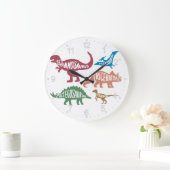 Set silhouettes van verschillende dinosaurussen grote klok (Huis)