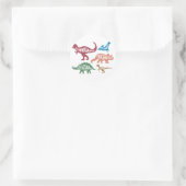 Set silhouettes van verschillende dinosaurussen ronde sticker (Tas)