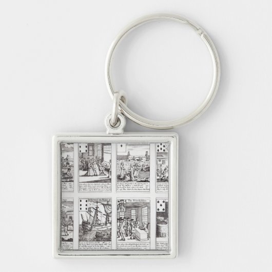 Set speelkaarten die satirisch weergeven sleutelhanger (Voorkant)