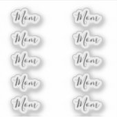 Set van 10 -Elegant Handtekening Script "Mom" Naam Sticker (Voorkant)