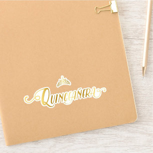 Set van 10 gouden kroonwoorden, Tiara en Quinceañe Sticker