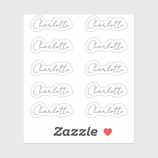 Set van 10 | Kleine elegante scriptnaam Sticker (Vel)