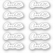 Set van 10 | Kleine elegante scriptnaam Sticker (Voorkant)