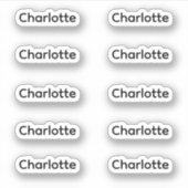 Set van 10 | Kleine elegante scriptnaam Sticker (Voorkant)