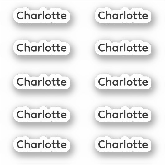Set van 10 | Kleine elegante scriptnaam Sticker (Voorkant)