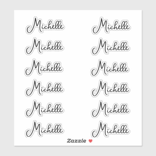 Set van 12 - Elegante scriptnaam Sticker (Vel)