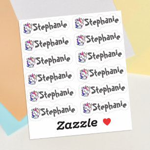 Set van 12 Kleine Whimsical Glimlachende Eenhoorn Sticker