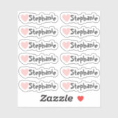 Set van 12 kleine whimsical Heart Name Labels (Vel)