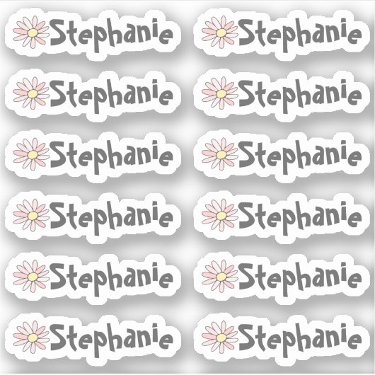 Set van 12 labels met kleine whimsical Daisy Name (Voorkant)