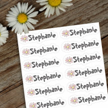 Set van 12 labels met kleine whimsical Daisy Name