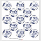 set van 13 kleuren voor een blauw witvoetbalteam sticker (Vel)