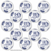 set van 13 kleuren voor een blauw witvoetbalteam sticker (Voorkant)