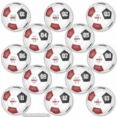 set van 13 maroon black soccer team kinder party sticker (Voorkant)