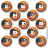 set van 13 zwarte oranje basketbal teamkleuren sticker (Voorkant)