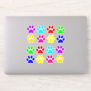 Set van 16 gekleurde paw print contour cut sticker