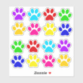 Set van 16 gekleurde paw print contour cut sticker (Vel)